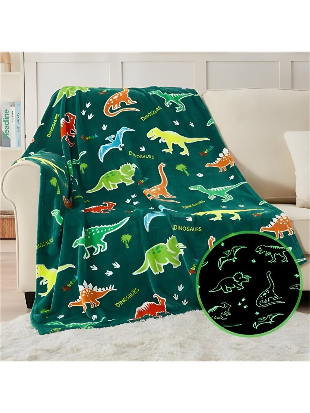 Glow in The Dark Dinosaur Blanket for Sons Daughters, Toys for 3-10 Year